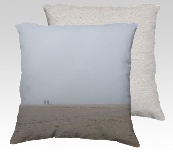Foggy Beach Velvet Pillow (small)