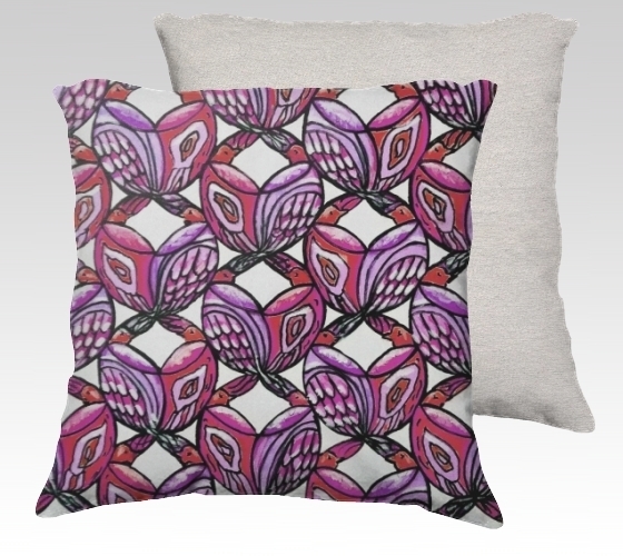 Pink Birds Velvet Pillow (small)