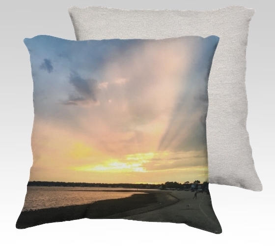 Compo Beach Sunset Velvet Pillow (large)