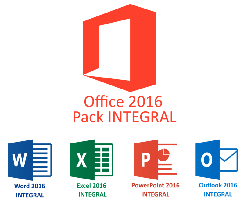Pack Office INTEGRAL 2016 (Word+Excel+PowerPoint+Outlook complets)