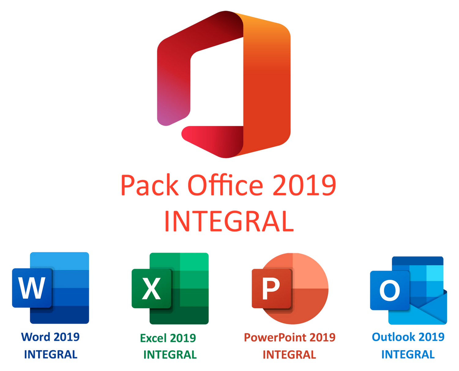 Pack Office INTEGRAL 2019 (Word+Excel+PowerPoint+Outlook)