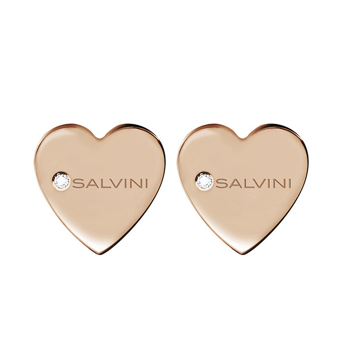 SALVINI I SEGNI 9KT. ORECCHINI CUORI ORO ROSA E DIAMANTI 0.02 20049580