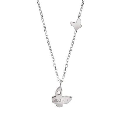 SALVINI BE HAPPY COLLANA CON FARFALLA ORO BIANCO 9KT CON DIAMANTE0.01 COLORE GH 20060185
