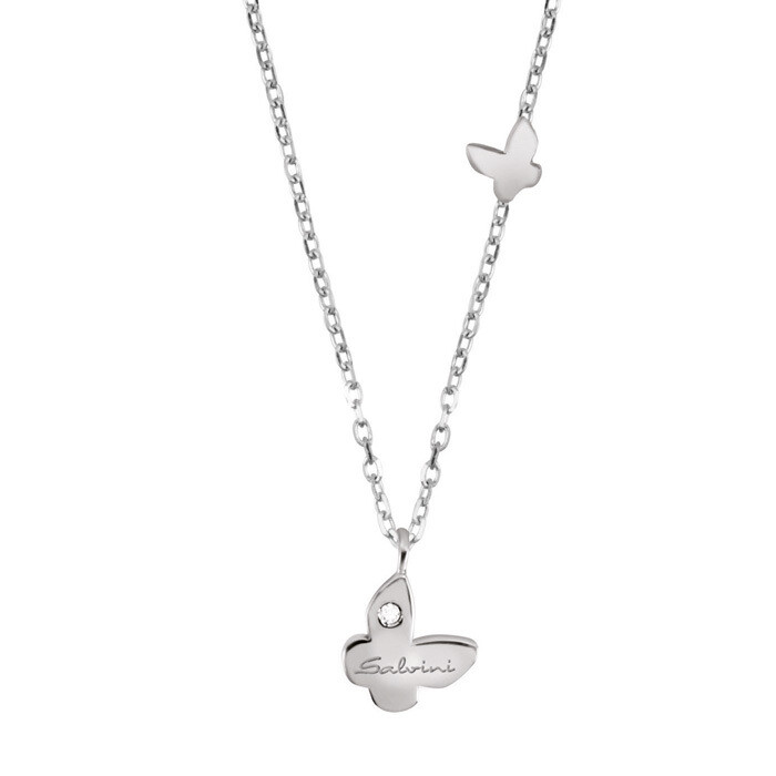 SALVINI BE HAPPY COLLANA CON FARFALLA ORO BIANCO 9KT CON DIAMANTE0.01 COLORE GH 20060185