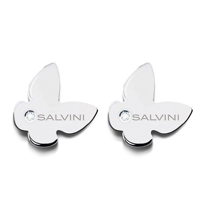 SALVINI I SEGNI 9KT. ORECCHINI FARFALLE ORO BIANCO E DIAMANTI 0.02 20049489