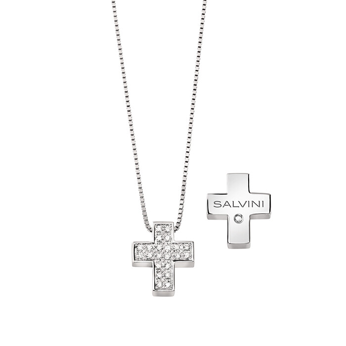 SALVINI I SEGNI COLLANA A CROCE MEDIA CON DIAMANTI 0.13 COLORE GH 20067605