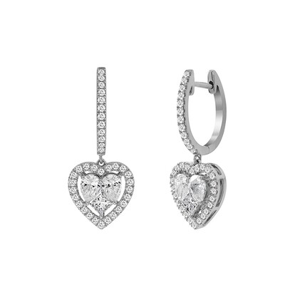MATERIA By Matthias Wagner Orecchini Pendenti A Cuore In Argento 925 Con Zirconi Cubici Neri - Leggeri E Delicati, 6 Cm