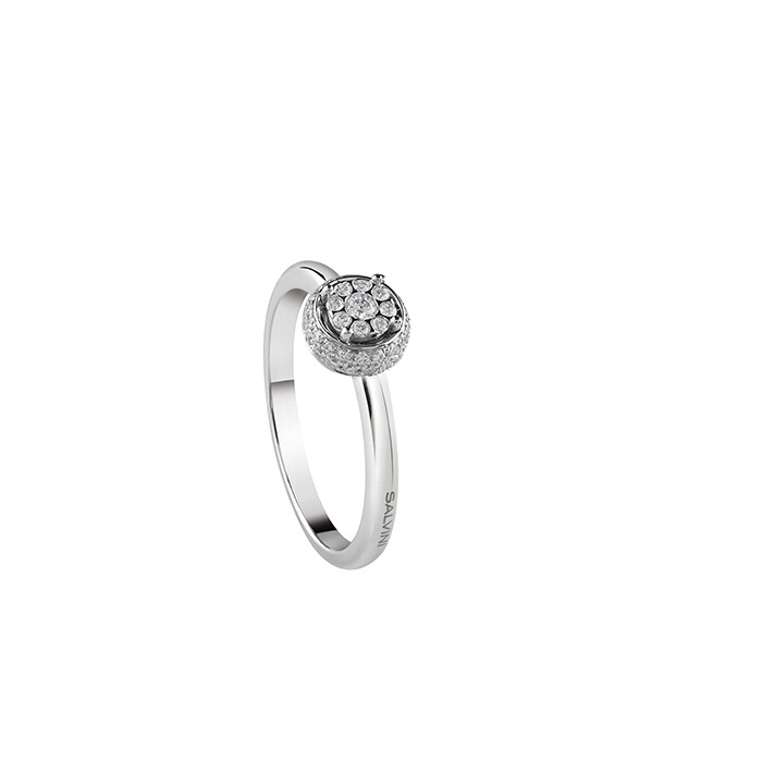 SALVINI DAPHNE ANELLO SOLITARIO SETTING FULL PAVÈ ORO BIANCO CON DIAMANTI CT 0.30 20081195