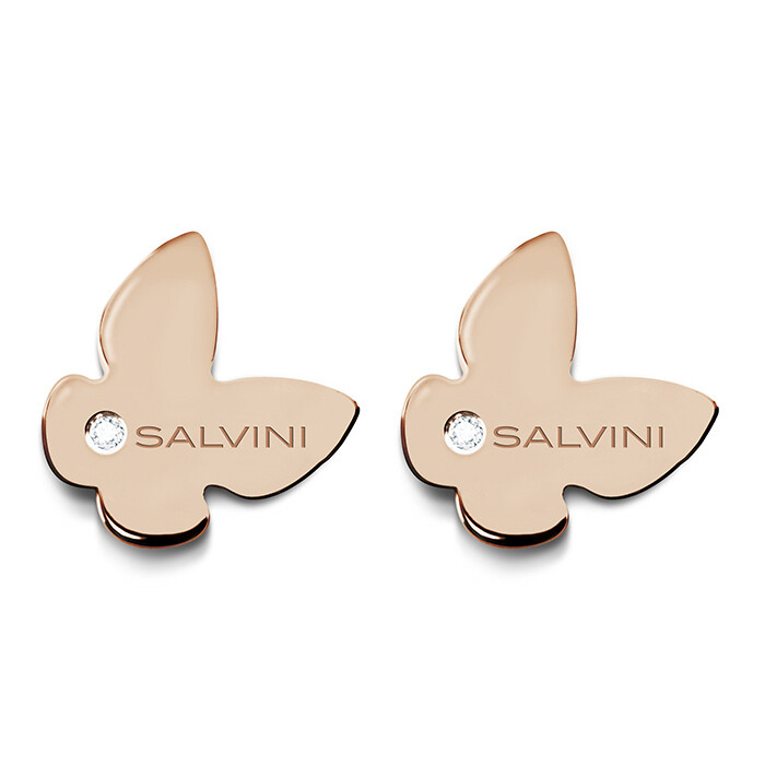 SALVINI I SEGNI 9KT. ORECCHINI FARFALLE ORO ROSA E DIAMANTI 0.02 20049581