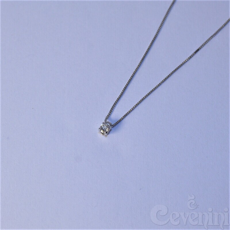 COLLANA PUNTO LUCE CEVENINI GOLD SELECTION ORO BIANCO 750‰ CON DIAMANTE TAGLIO BRILLANTE CT.0,08 20017637