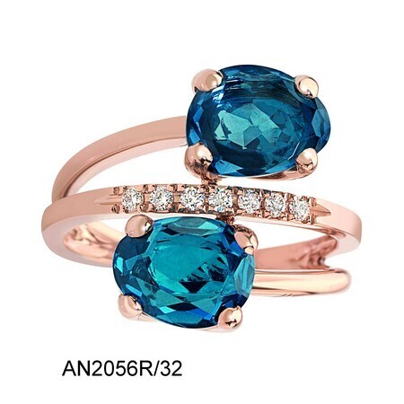 MINÙ MYBLUE ANELLO BY GIOVANNI FERRARIS ORO ROSA TOPAZI LONDON BLUE E BRILLANTI Z18AN2056R/32