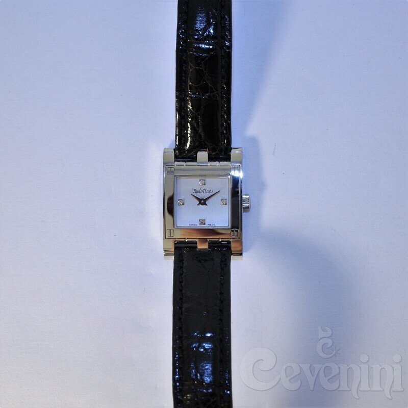 PAUL PICOT COSMOPOLITAN with 4 DIAMONDS Steel Leather Strap 4088K Quartz