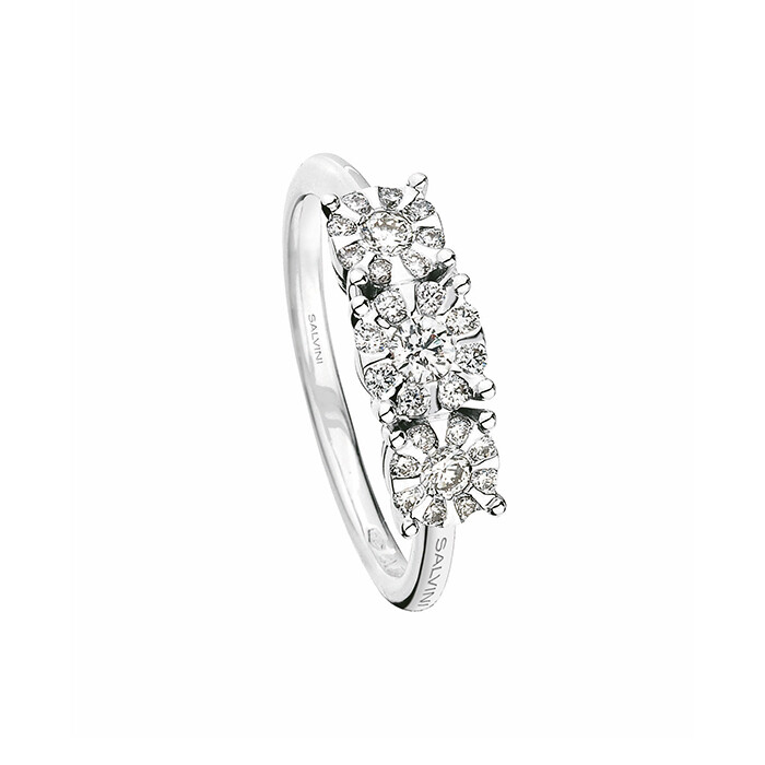 SALVINI DAPHNE ANELLO TRILOGY SETTING ORO BIANCO CON DIAMANTI CT 0.51 COLORE G 20043752