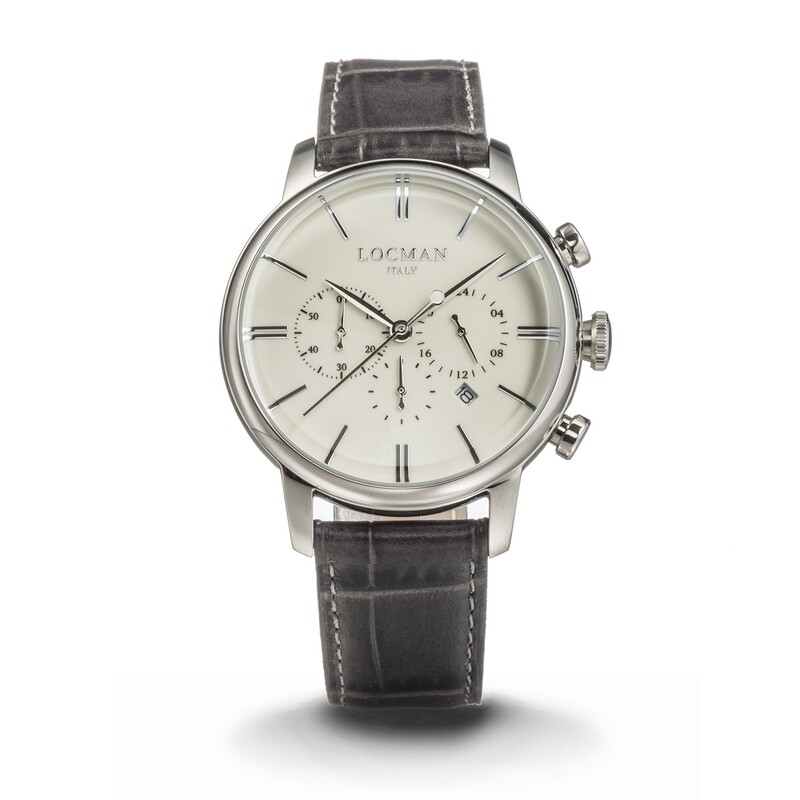LOCMAN 1960 CRONOGRAFO AL QUARZO BIANCO PELLE GRIGIO 0254A05A-00AVNKPA