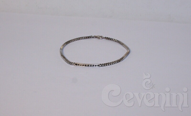 BRACCIALE SCARABEO Uomo/Unisex In Oro Bianco e Acciaio con Diamanti Naturali Black ct.0,10 BR1988/1