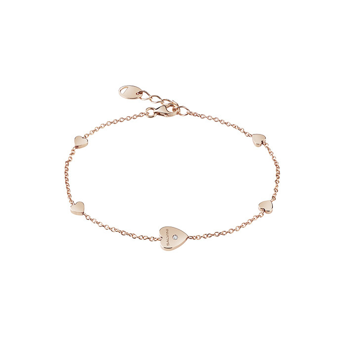 SALVINI I SEGNI 9KT. BRACCIALE CUORI ORO ROSA E DIAMANTE 0.01 20087156