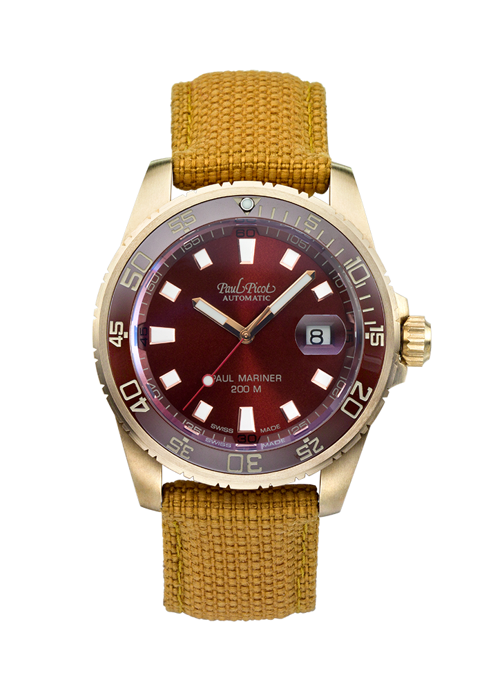 PAUL PICOT PAUL MARINER III BRONZE Automatic 42mm Red Ceramic Bezel Red Dial P4352.BZ.CBR/CORD