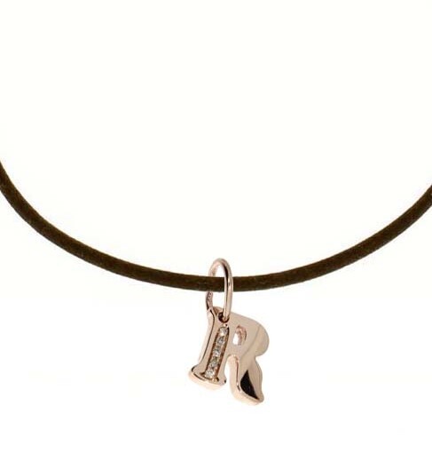 DAMIANI MY FIRST LETTERA R COLLANA UOMO ORO ROSA DIAMANTI 20062631