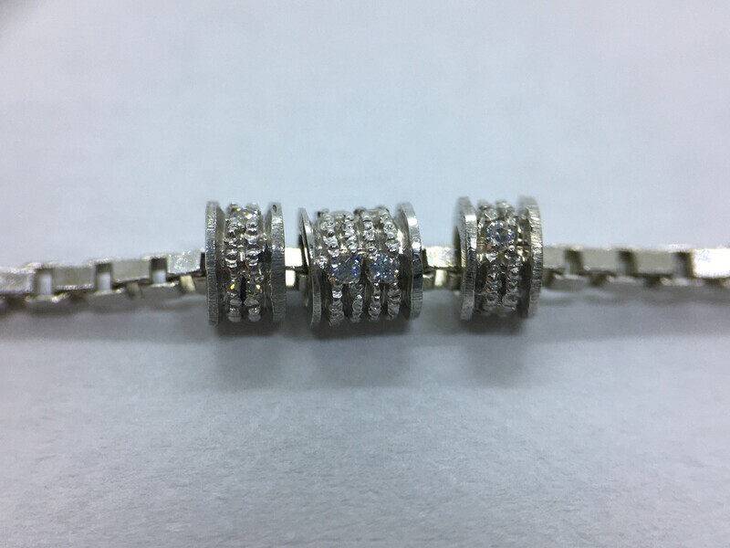 BRACCIALE SCARABEO Uomo/Unisex In Argento Maglia Piccola e Spinelli Naturali Con 3 Beads BR2030/AR/W