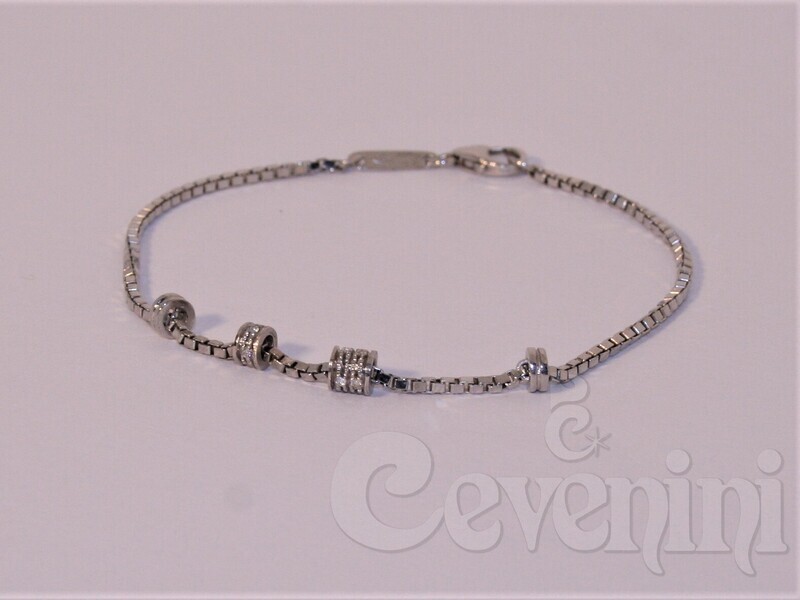 BRACCIALE SCARABEO Uomo/Unisex In Argento Maglia Piccola e Spinelli Naturali Con 2 Beads BR2029/AR/W
