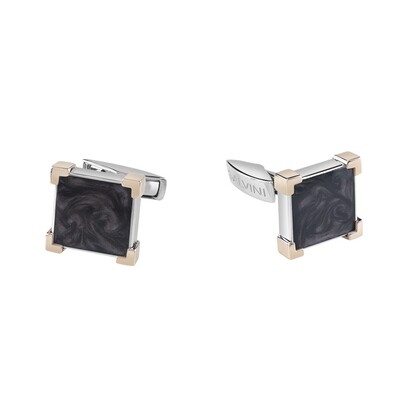 SALVINI STRONG GEMELLI ARGENTO, ORO ROSA E CERAMICA NERA MARMORIZZATA 20073541