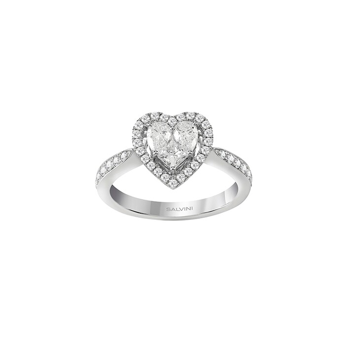 SALVINI MAGIA ANELLO CUORE CENTRALE CON CONTORNO FULL PAVE' DIAMANTI 0.80ct 20085790