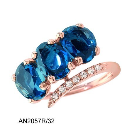 MINÙ MYBLUE ANELLO BY GIOVANNI FERRARIS ORO ROSA TOPAZI LONDON BLUE E BRILLANTI Z18AN2057R/32