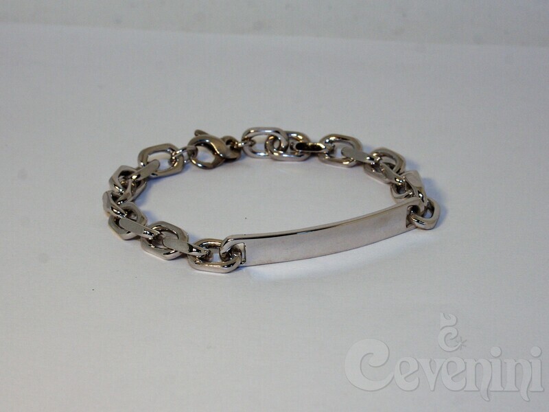 BRACCIALE SCARABEO Uomo In Argento Con Targa Grande per Incisione BR2060/AR