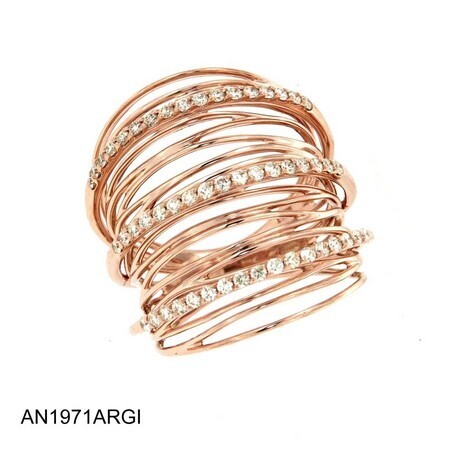 MILLEFOGLIE ANELLO A FASCIA GIOVANNI FERRARIS ORO ROSA E BRILLANTI CAPE Ref. AN1971ARGI