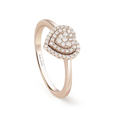 SALVINI BAGLIORI ANELLO A CUORE (PICCOLO) ORO ROSA CON DIAMANTI TAGLIO BRILLANTE CT 0.18 COLORE GH 20091611