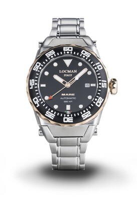 LOCMAN MARE 300 MT DIVER QUADRANTE NERO PVD ROSE GOLD BRACCIALE ACCIAIO 0559M01R-0RBKRGB0