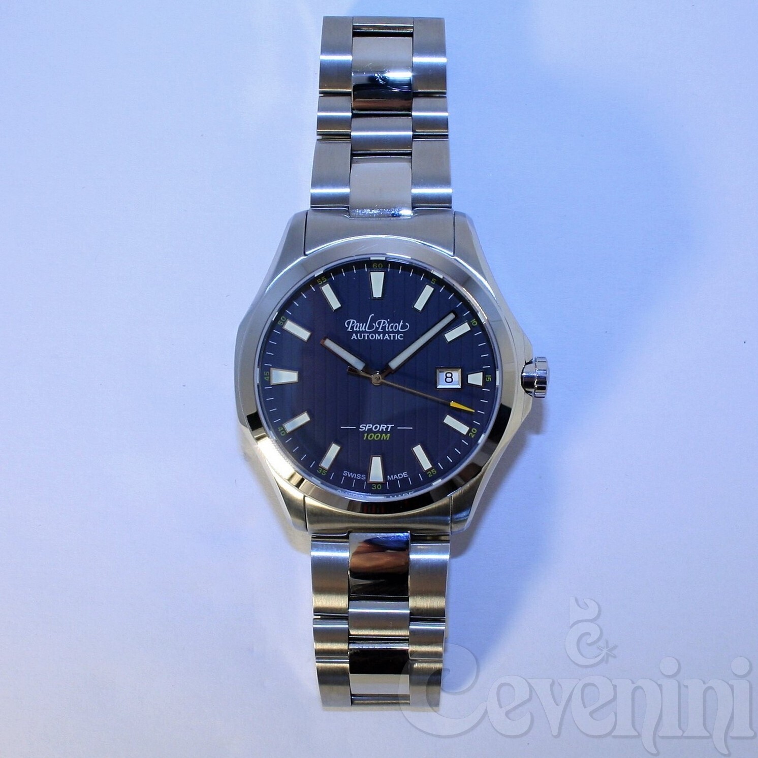 PAUL PICOT COMMODOR SPORT Automatic 42mm BLUE DIAL Steel Bracelet 9353SG/B