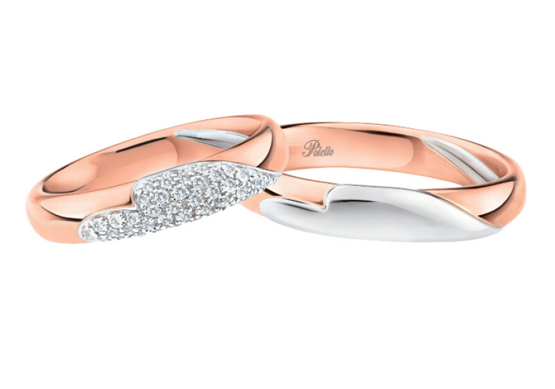 POLELLO FEDE NUZIALE (1pz) Oro Bianco E Rosa con Cuore Misura 24 3063URB
