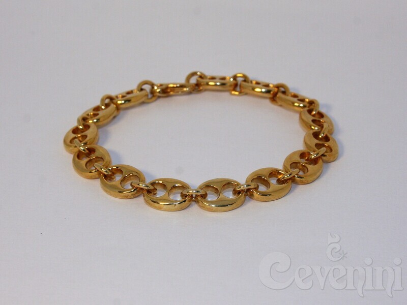 BRACCIALE SCARABEO Uomo/Donna In Argento Maglia Marina Grande Dorata BR2021/ARD
