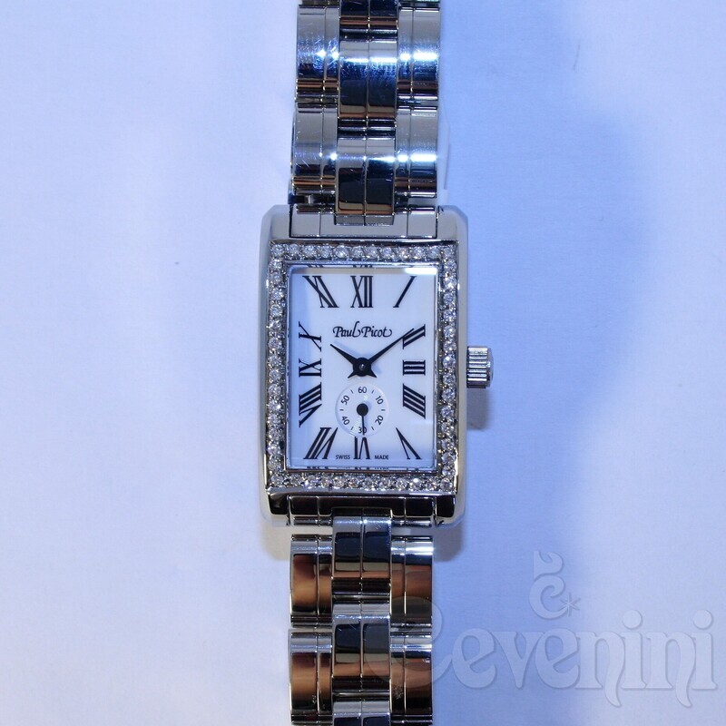 PAUL PICOT BROOKLYN Steel NATURAL DIAMOND CASE Bracelet Strap 4033D/BY Quartz