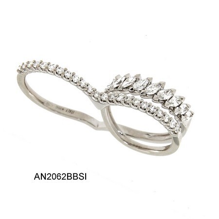 BELLA ANELLO A DUE DITA GIOVANNI FERRARIS ORO BIANCO DIAMANTI TAGLIO BRILLANTE E NAVETTE Ref. AN2062BBSI