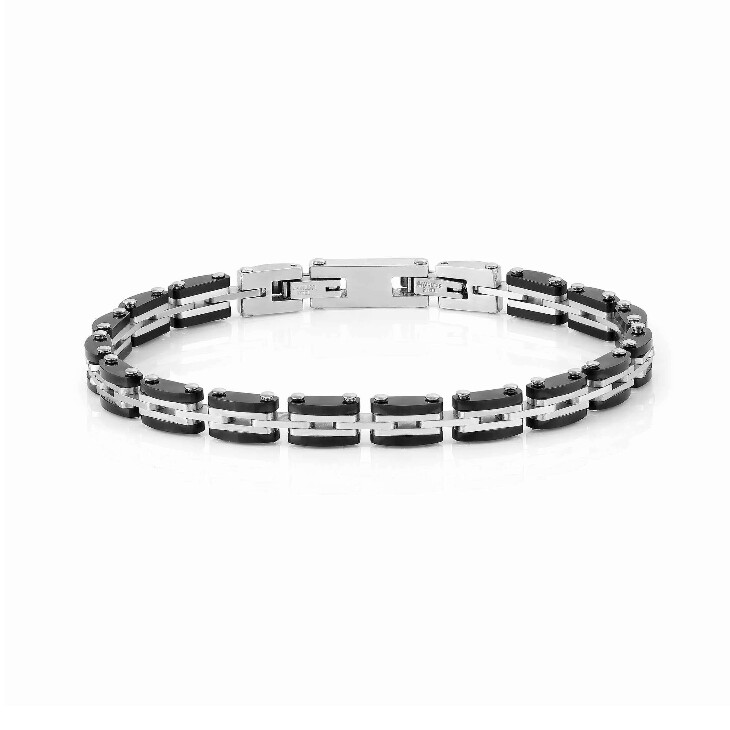 NOMINATION BRACCIALE DA UOMO STRONG NERO E ACCIAIO Bracciale in Acciaio con dettagli neri 028300 004