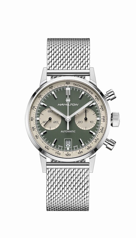 HAMILTON INTRA-MATIC CHRONO OROLOGIO AUTOMATICO 40MM QUADRANTE VERDE CON BRACCIALE ACCIAIO MAGLIA MILANO MESH H38416160