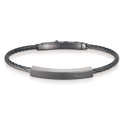 NOMINATION BRACCIALE PORTOFINO Uomo Nero con cavetto acciaio e piastrina 024111 003