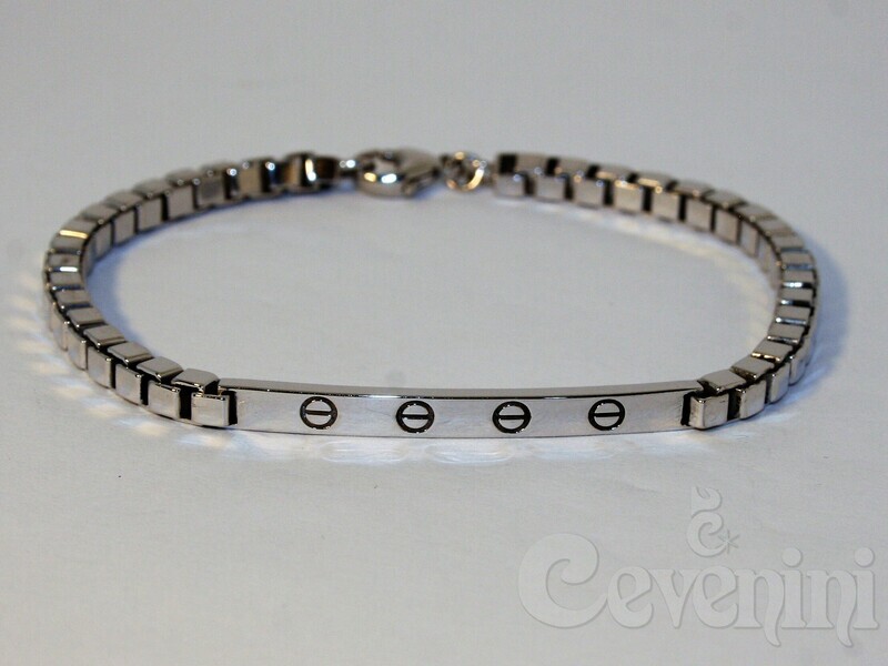 BRACCIALE SCARABEO Uomo In Argento Con Targa Viti incise per incisione BR1870/AR