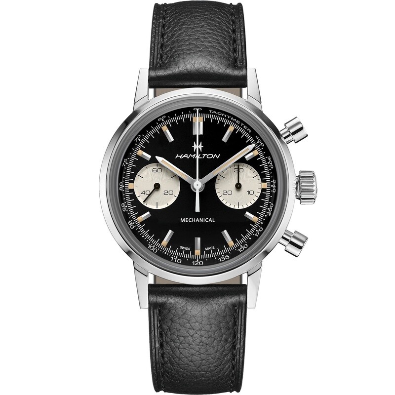 HAMILTON AMERICAN CLASSIC INTRA-MATIC CHRONOGRAPH H HAND WINDING 40MM CINTURINO PELLE NERO H38429730