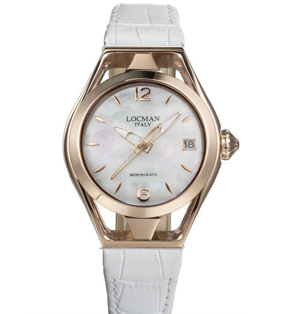 LOCMAN MONTECRISTO LADY 36MM QUADRANTE MADREPERLA BIANCA ACCIAIO PVD ROSE E CINTURINO PELLE BIANCO 0526R14R-RRMWRGPW