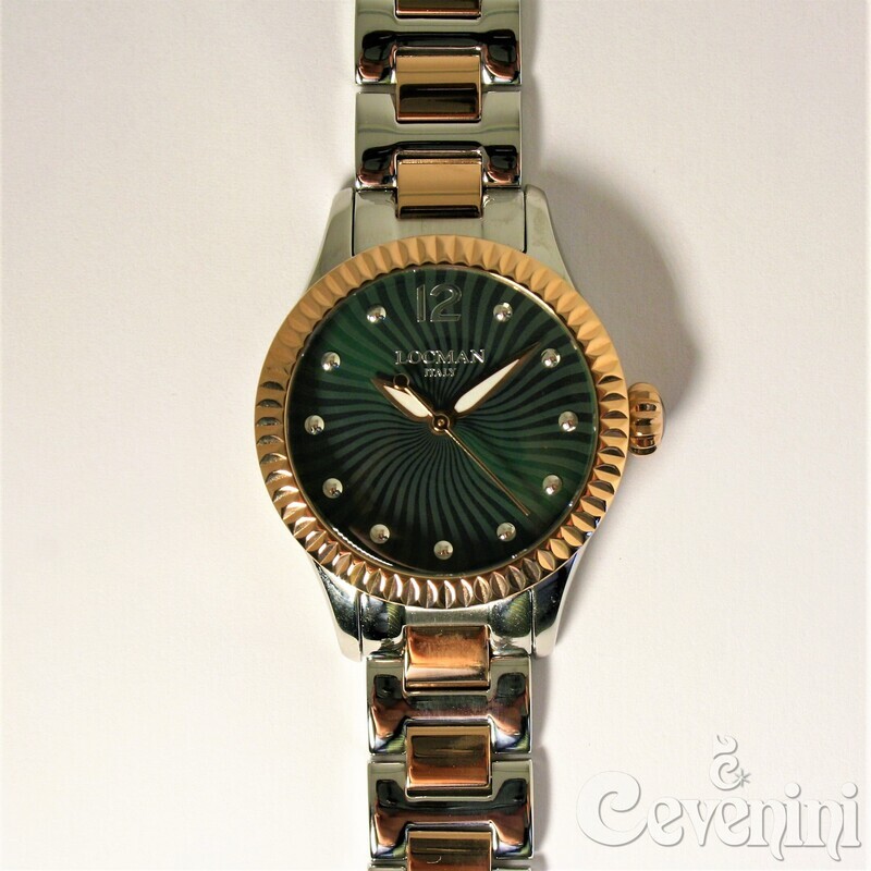 LOCMAN ISOLA D'ELBA DONNA 30MM BICOLORE PVD E QUADRANTE VERDE 0465M03A-0RDGNK2BM