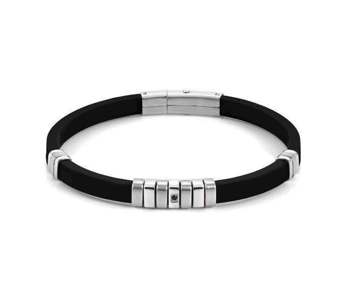 NOMINATION BRACCIALE CITY IN CAUCCIÙ E ACCIAIO Bracciale con cubic zirconia nero 028805 001