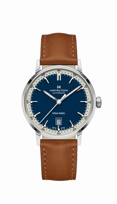 HAMILTON INTRA-MATIC OROLOGIO AUTOMATICO 40MM BLU CON CINTURINO PELLE H38425540