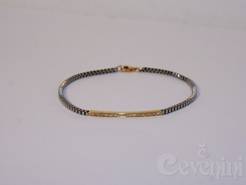 BRACCIALE SCARABEO Uomo/Unisex In Oro Giallo e Acciaio con Diamanti Naturali ct.0,15 BR1989