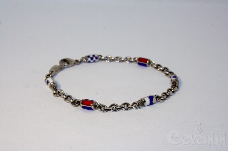 BRACCIALE SCARABEO Uomo In Argento con Beads Smaltati con alfabeto nautico BR491/AR