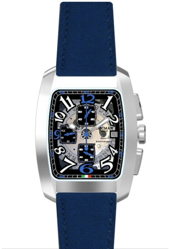 LOCMAN SPORT ALLUMINIO CHRONO VISION SCHELETRATO NERO E BLU CINTURINO BLU 0472L22S-LLT0SKCB