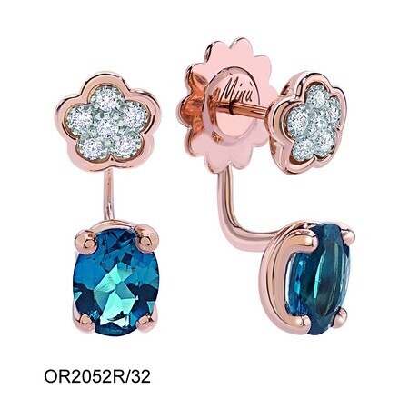 MINÙ MYBLUE ORECCHINI BY GIOVANNI FERRARIS ORO ROSA TOPAZI LONDON BLUE E BRILLANTI Z18OR2052R/32