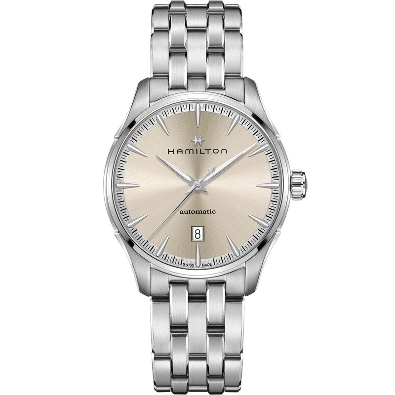 HAMILTON JAZZMASTER AUTO 40MM BEIGE BRACCIALE ACCIAIO H32475120